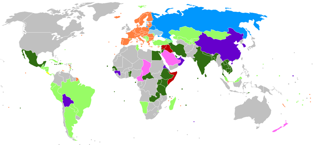 Карта світу, що відображає візові вимоги для громадян України