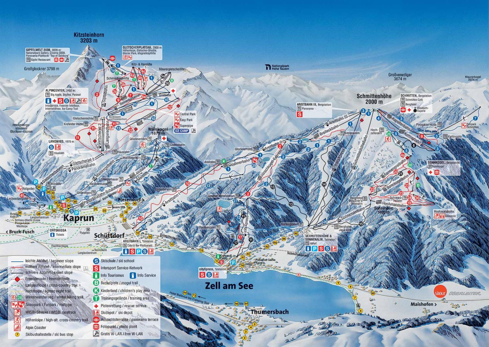 Курорти Целль-ам-Зеє (757 м) і Капрун (786 м) знаходяться в північній частині австрійських Альп, неподалік від Зальцбурга (область Пінцгау) і разом об'єднані в єдиний скі-пас Європа Спорт регіон (Europa Sport Region)