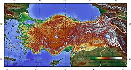 Географія Туреччини   Частина світу   Азія   (97%) і   Європа   (3%) Регіон   Передня (Західна) Азія   Координати 39 ° 55 'пн