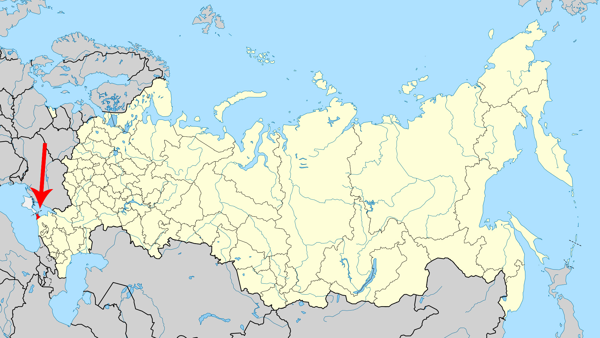 Таманський півострів на карті Росії
